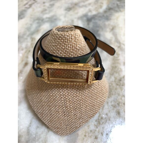 Locket with Crystals Camouflage Leather Wrap Bracelet #memories - Picture 1 of 5